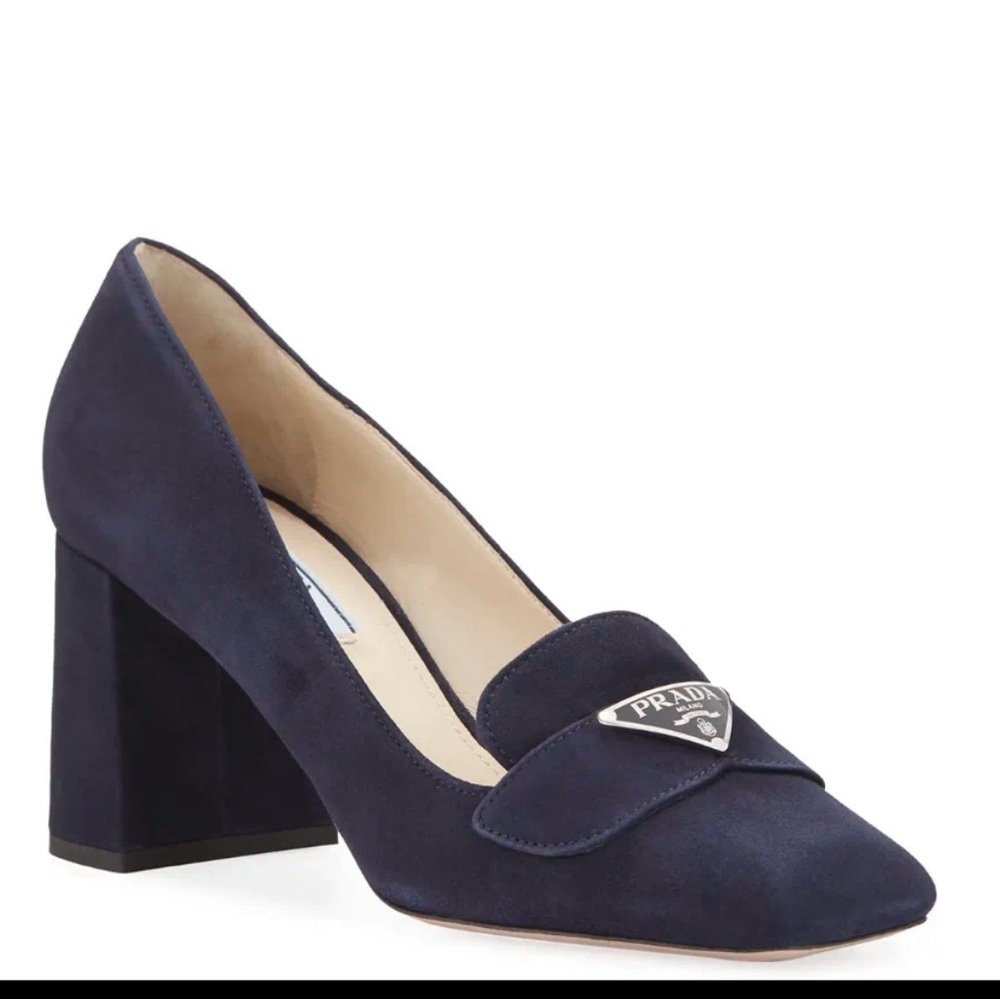 Prada 70mm Mocassin Chunky Heel Pump